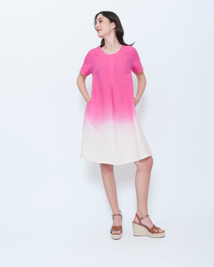 Blueberry Simply Short Sleeve Dress, Fuchsia Ombre