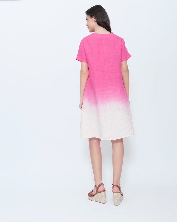 Blueberry Simply Short Sleeve Dress, Fuchsia Ombre