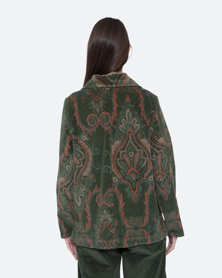 Blueberry Cord Work Jacket, Moss Paisley