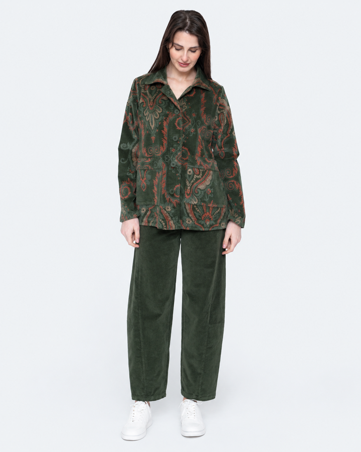 Blueberry Cord Work Jacket, Moss Paisley