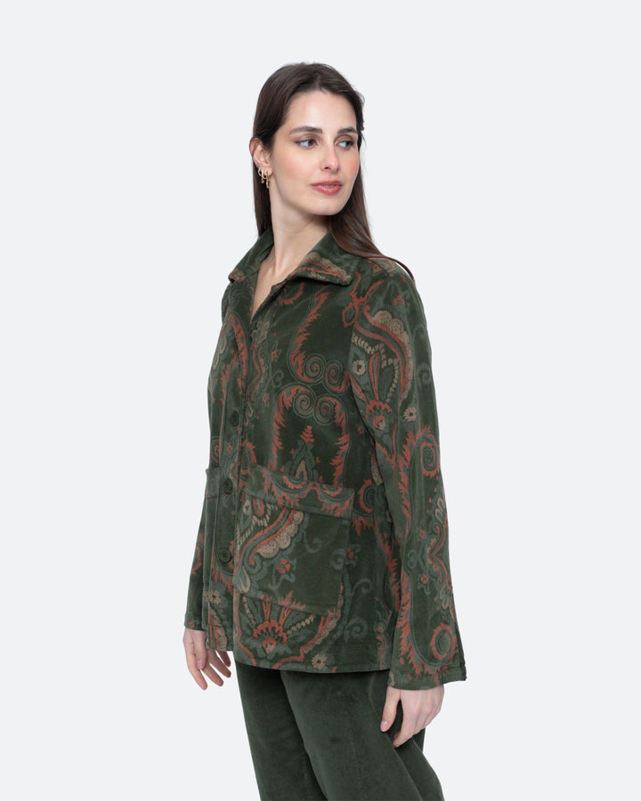 Blueberry Cord Work Jacket, Moss Paisley