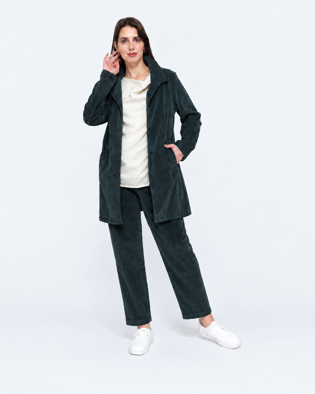 Blueberry Cord Midi Jacket, Anthracite
