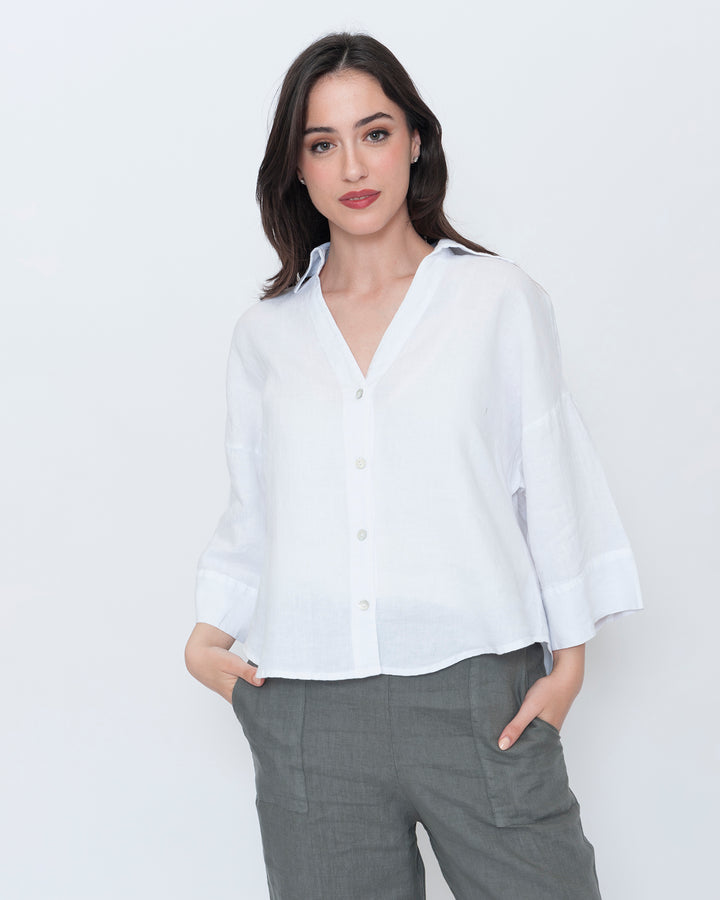 Blueberry Flow Shirt, White