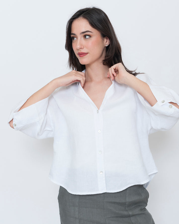 Blueberry Flow Shirt, White