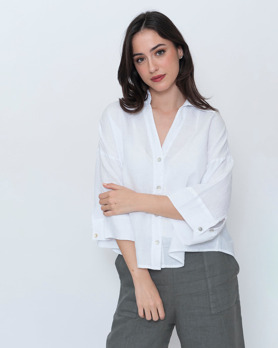 Blueberry Flow Shirt, White