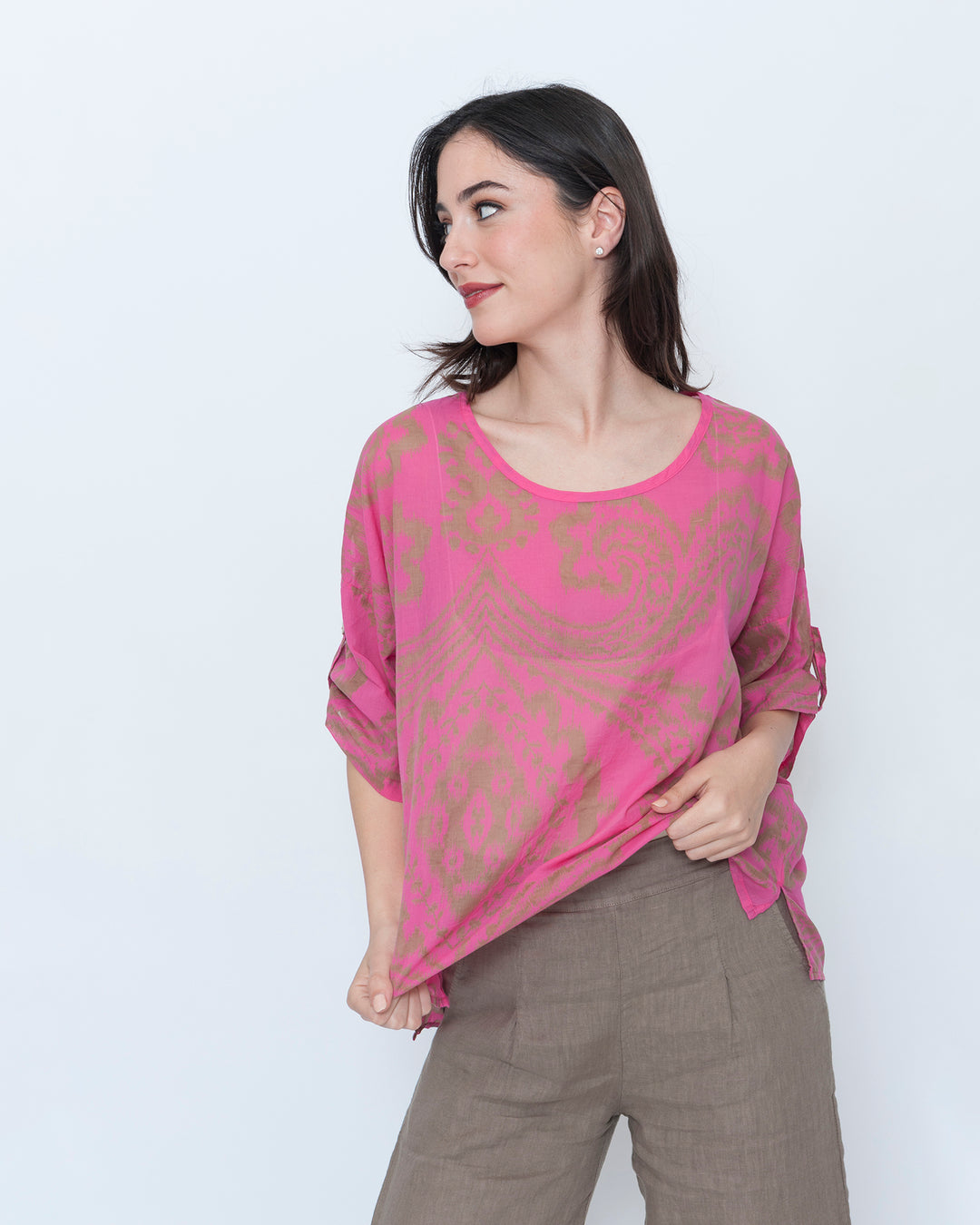Blueberry Breeze Top, Fuchsia Paisley