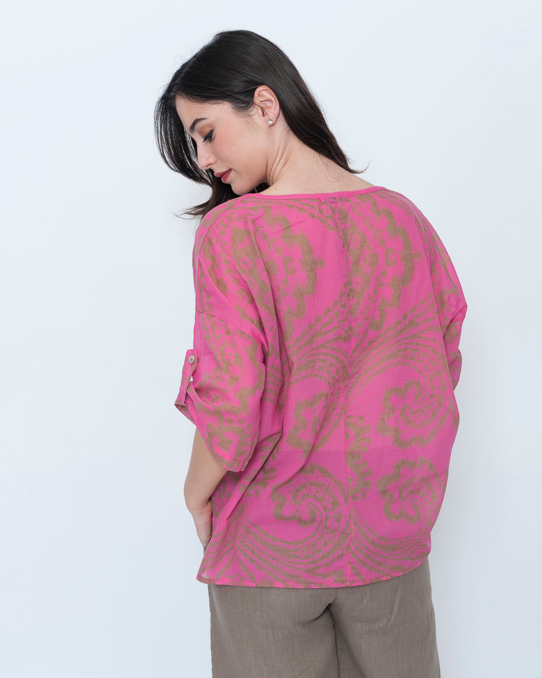Blueberry Breeze Top, Fuchsia Paisley