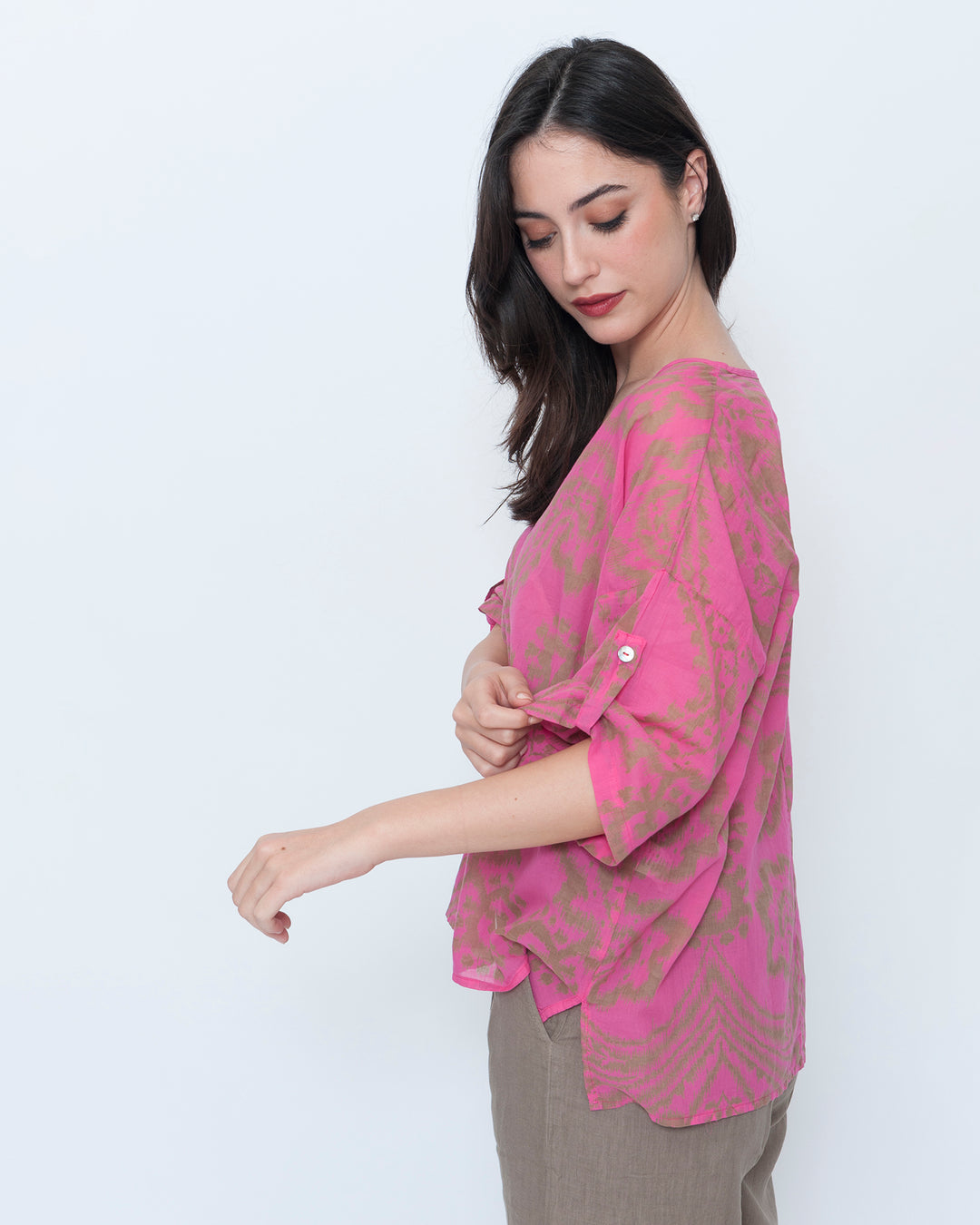 Blueberry Breeze Top, Fuchsia Paisley