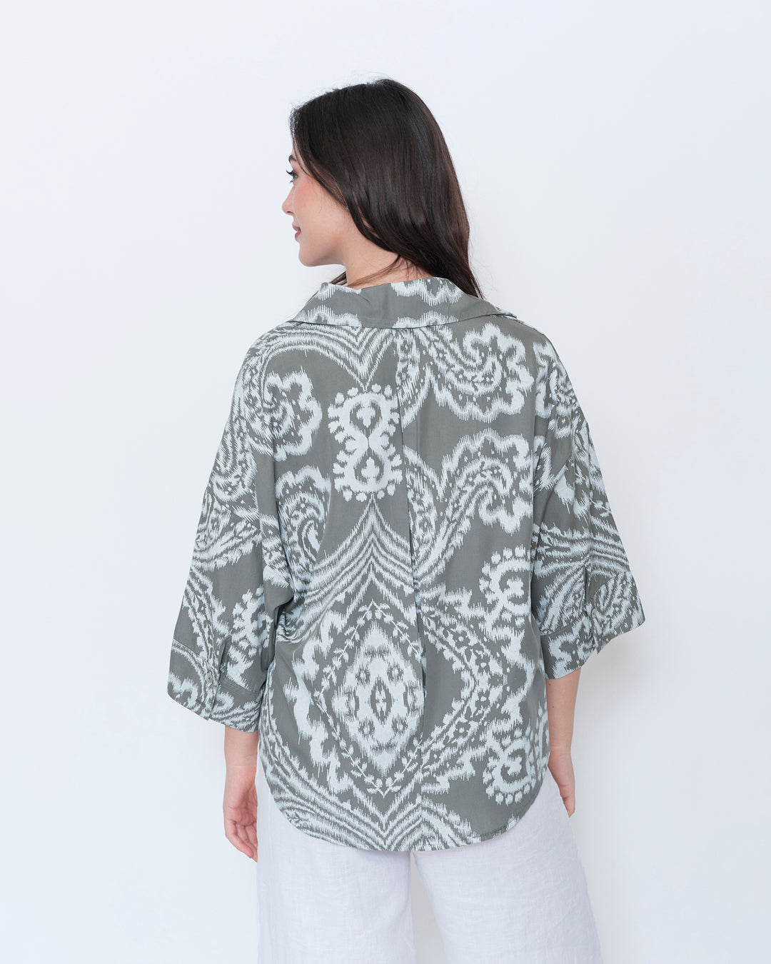 Blueberry Flow Shirt, Slate Paisley