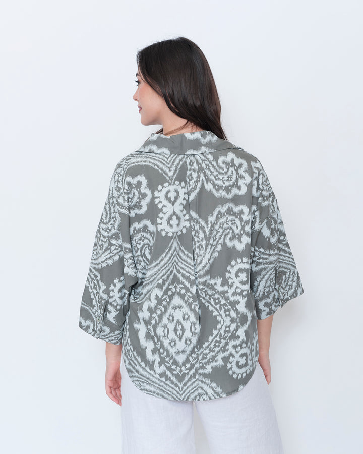 Blueberry Flow Shirt, Slate Paisley