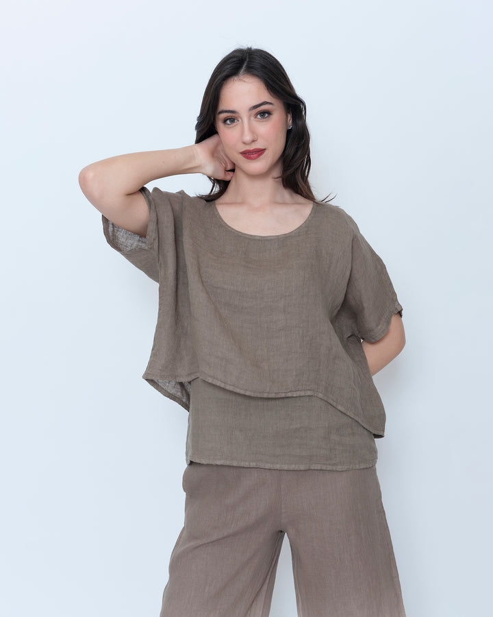Blueberry Light Layers Top, Latte
