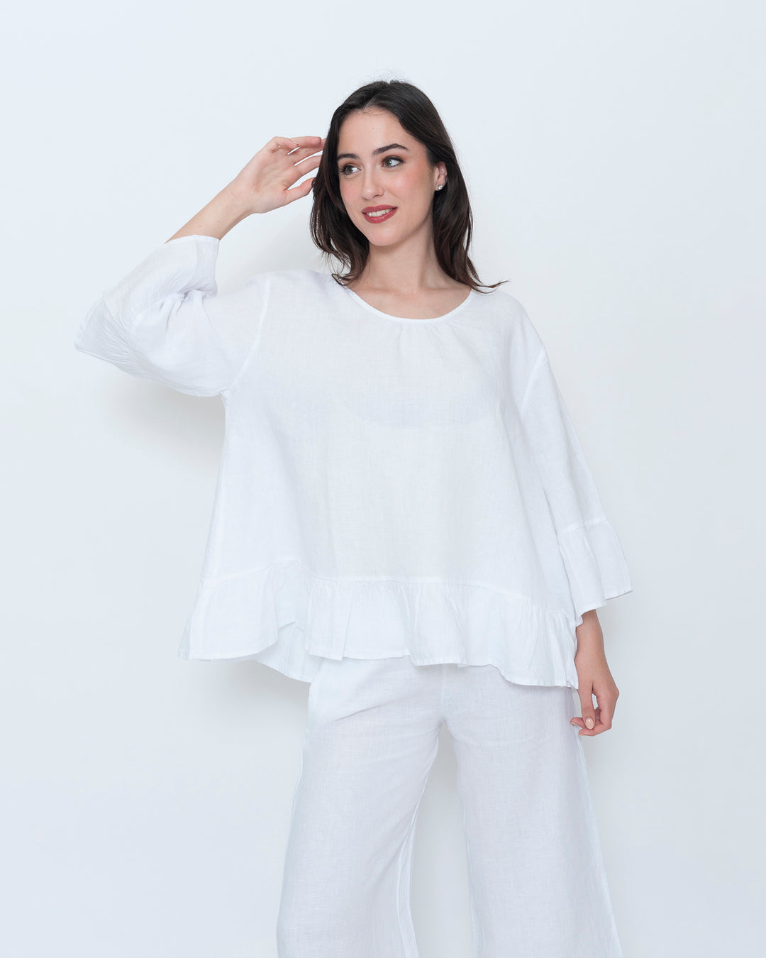 Blueberry Folk Tunic, White