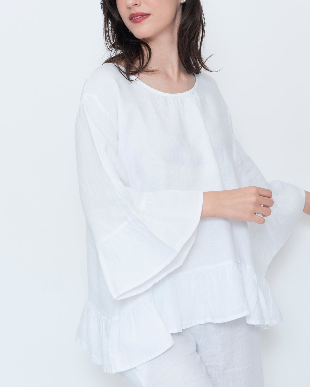 Blueberry Folk Tunic, White