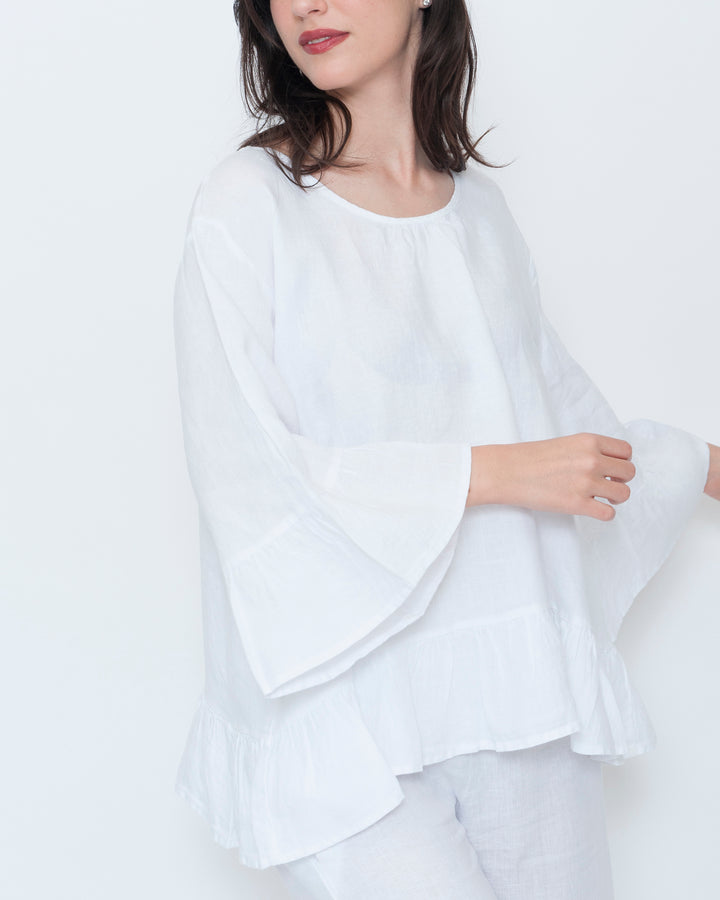 Blueberry Folk Tunic, White
