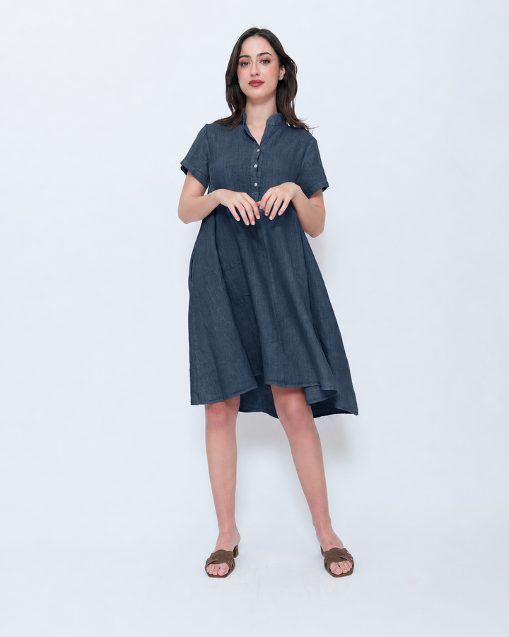 Blueberry Collared Swing Dress, Navy