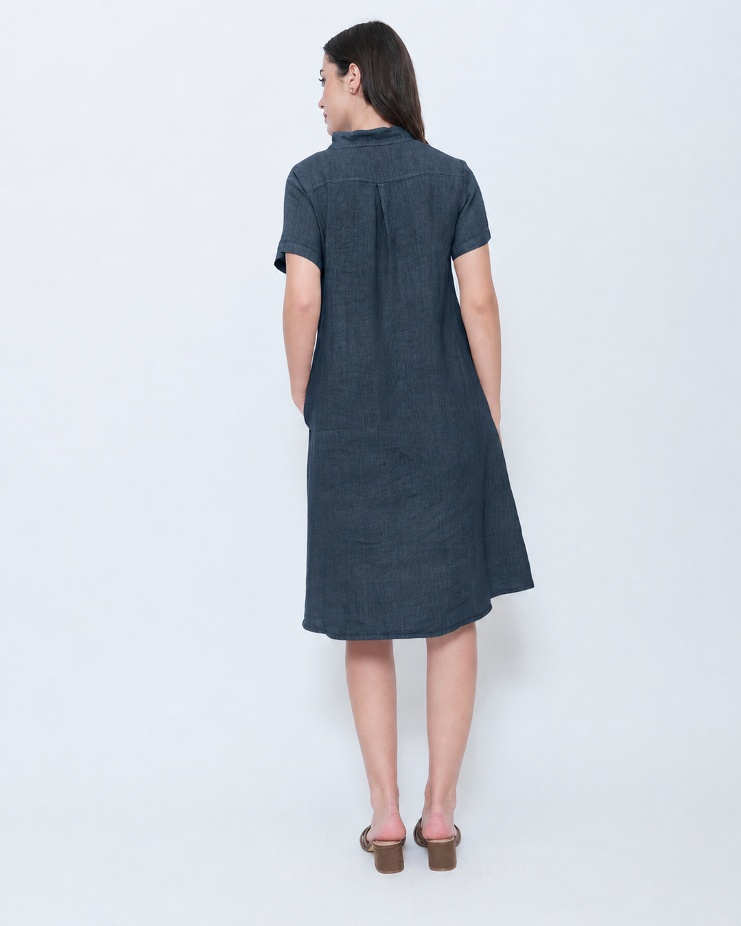 Blueberry Collared Swing Dress, Navy