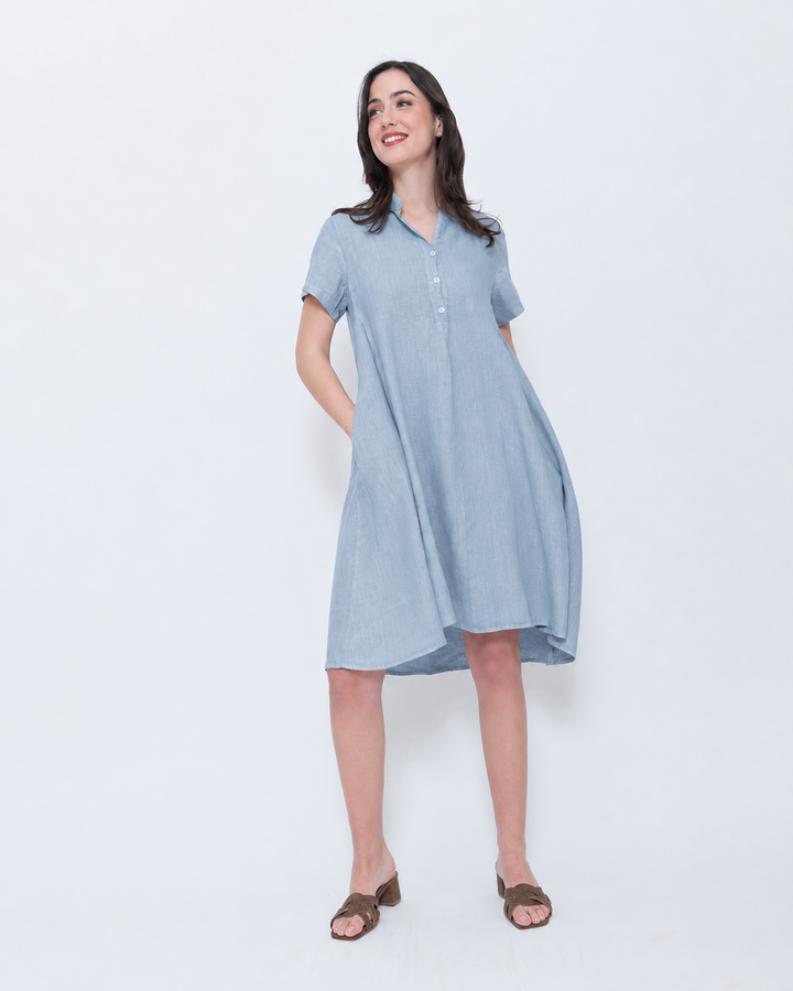 Blueberry Collared Swing Dress, Sky