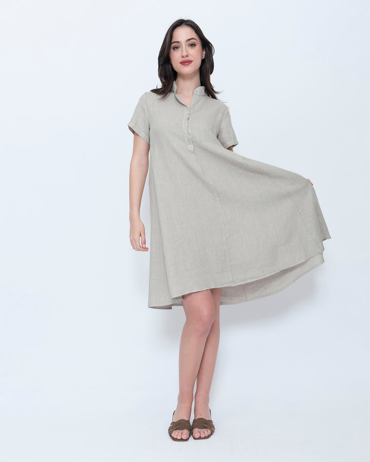 Blueberry Collared Swing Dress, Beige