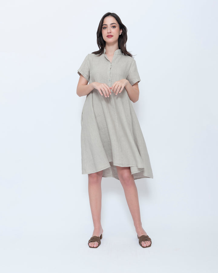 Blueberry Collared Swing Dress, Beige