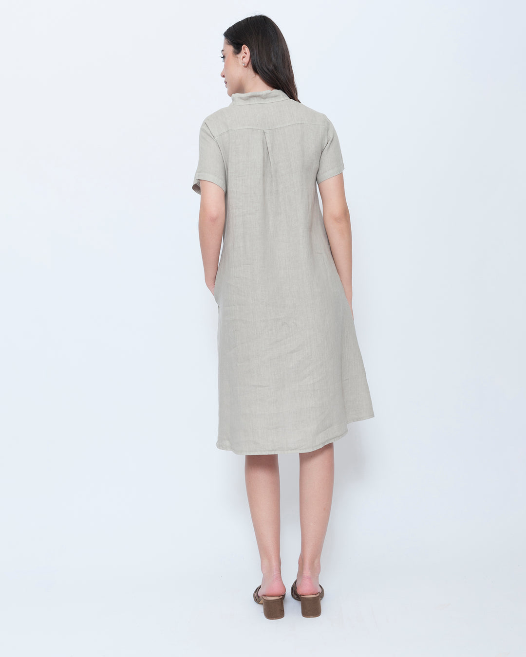 Blueberry Collared Swing Dress, Beige