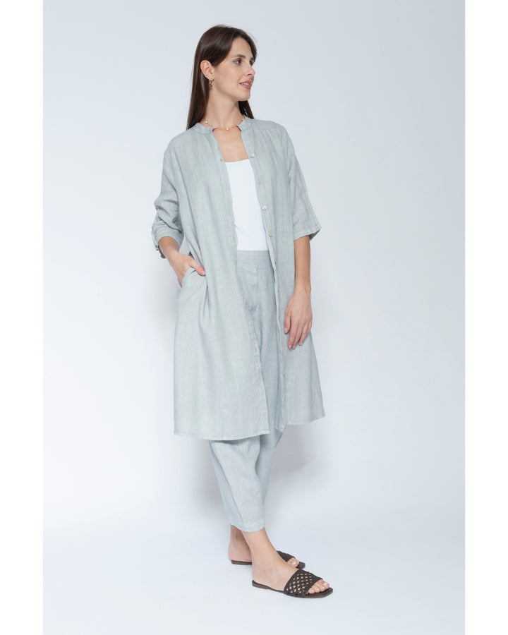 Blueberry Cinch Waist Long Shirt, Silver