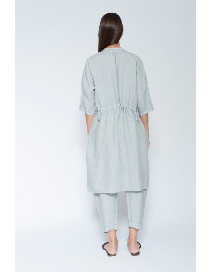 Blueberry Cinch Waist Long Shirt, Silver