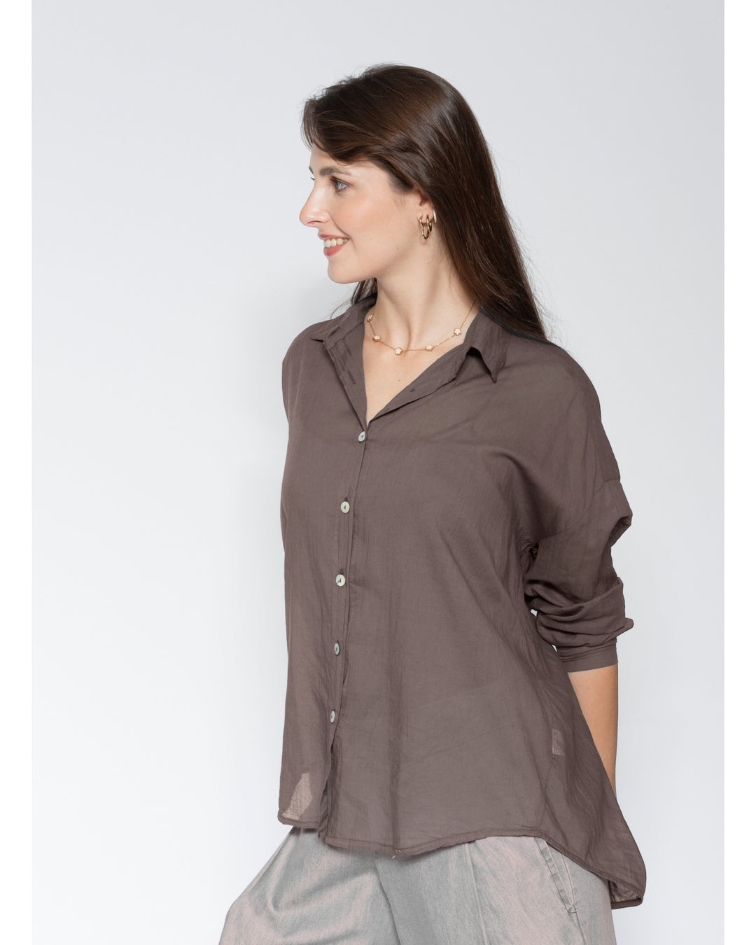 Blueberry Airy Shirt, Latte