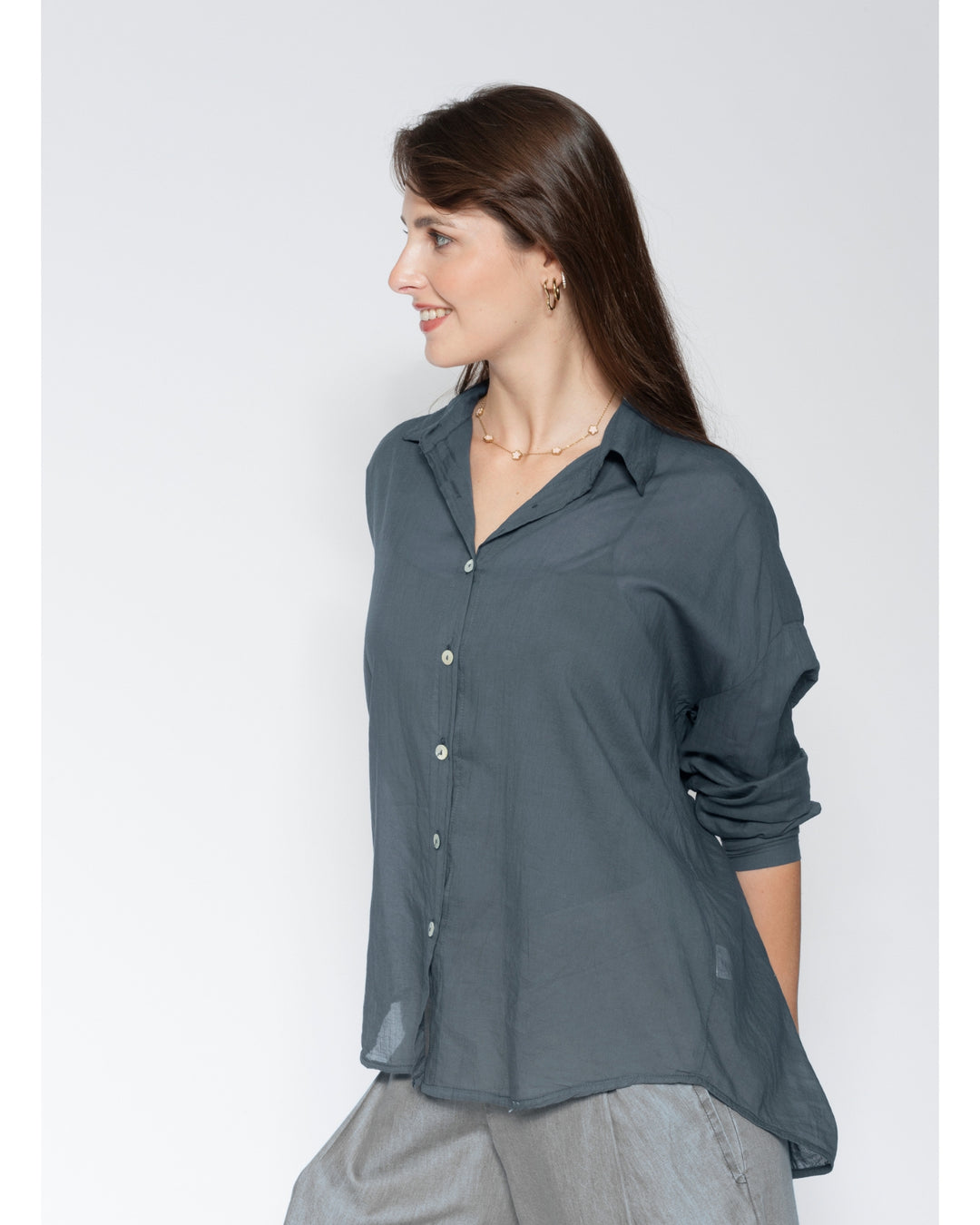 Blueberry Airy Shirt, Slate