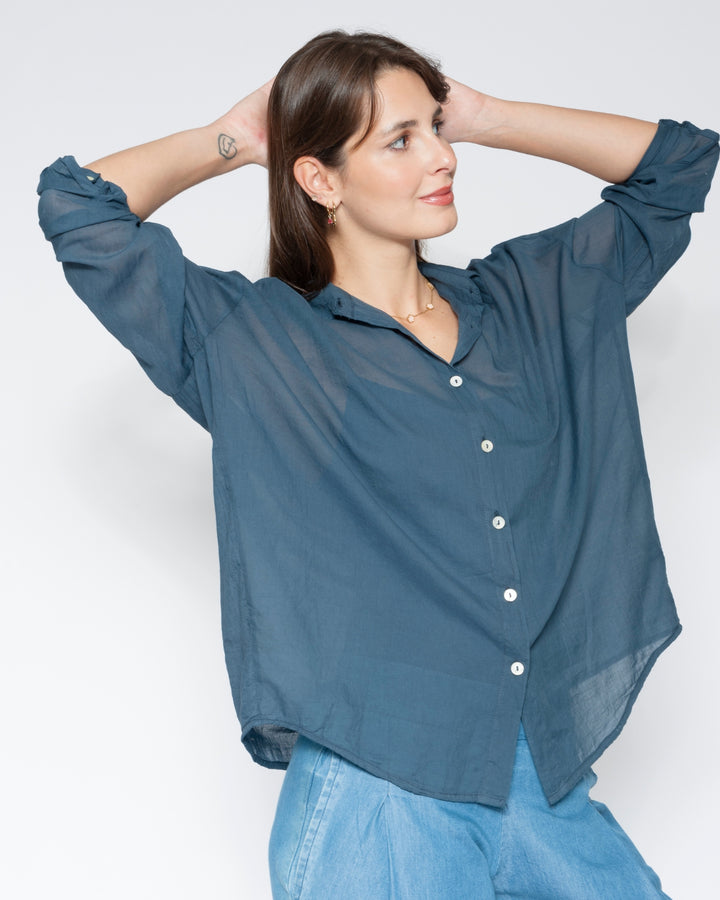 Blueberry Airy Shirt, Navy