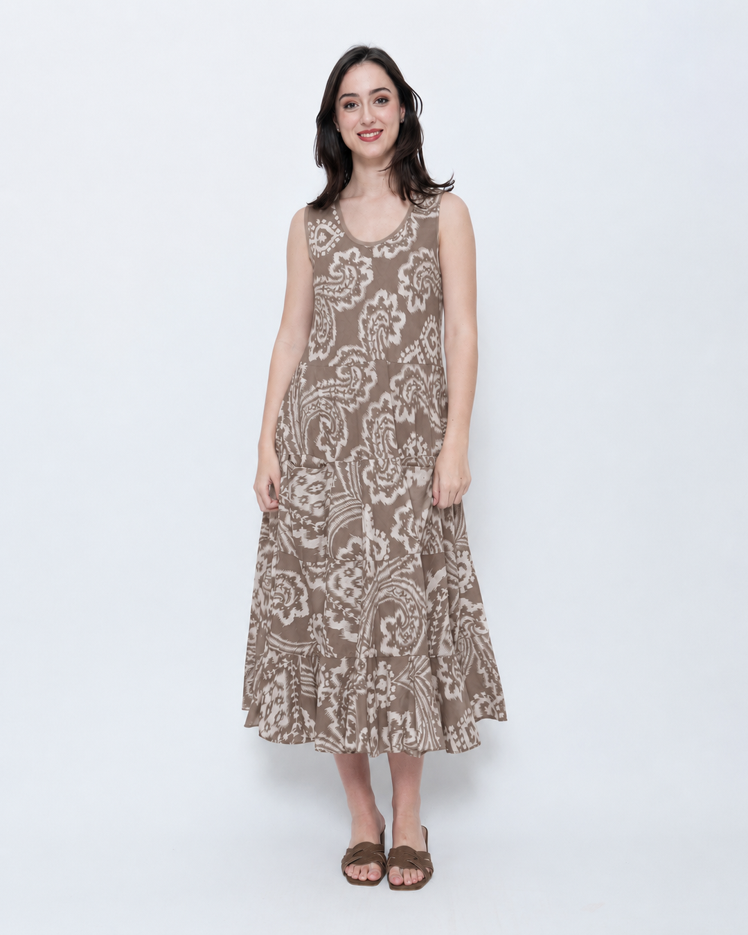Blueberry Swing Maxi Dress, Latte Paisley