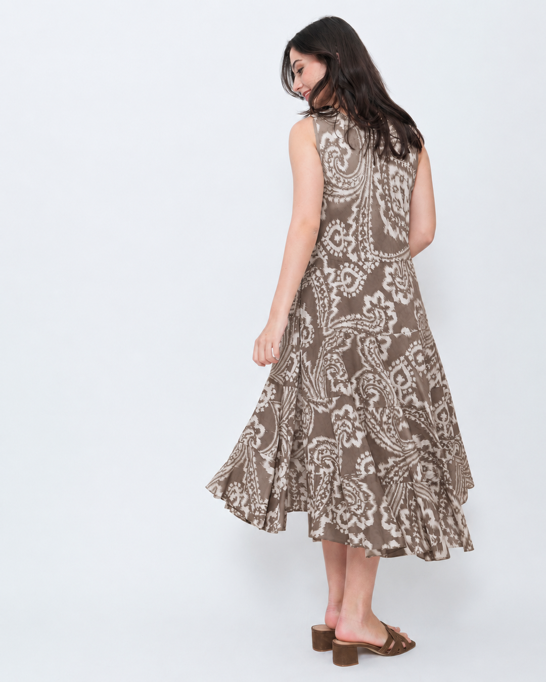 Blueberry Swing Maxi Dress, Latte Paisley