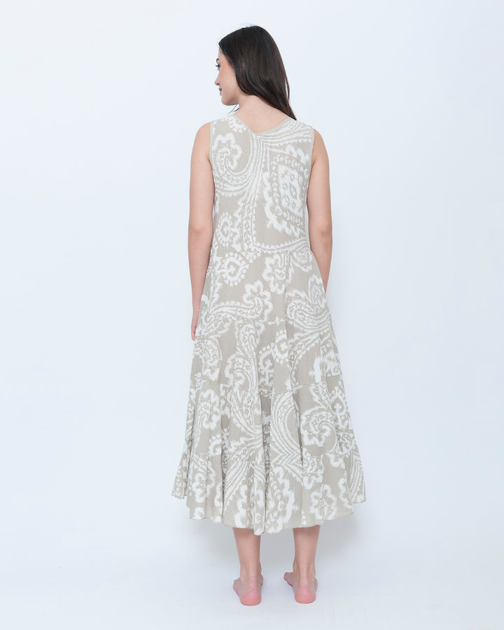 Blueberry Swing Maxi Dress, Beige Paisley