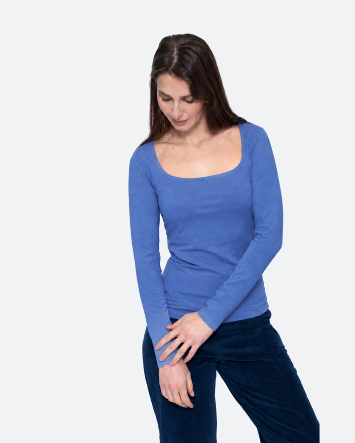 Blueberry Essential Square Neck Top, Blue Ice