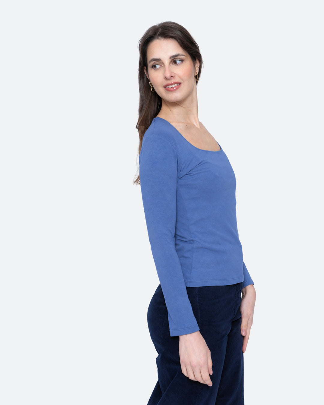 Blueberry Essential Square Neck Top, Blue Ice