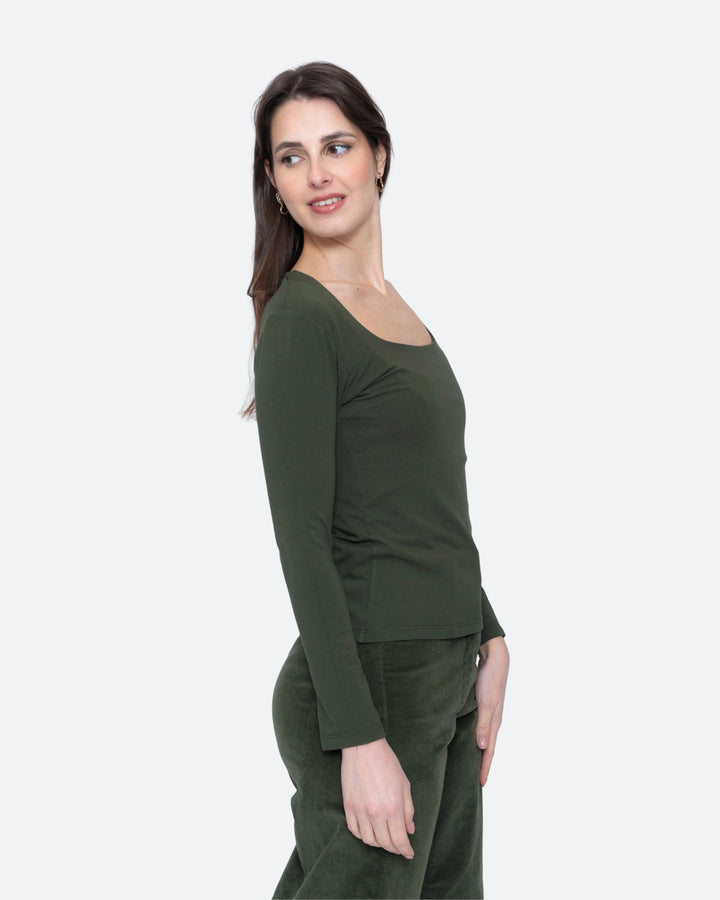 Blueberry Essential Square Neck Top, Moss
