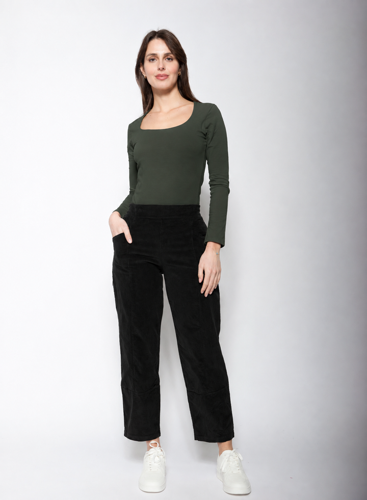 Blueberry Cord Ankle Trouser, Black