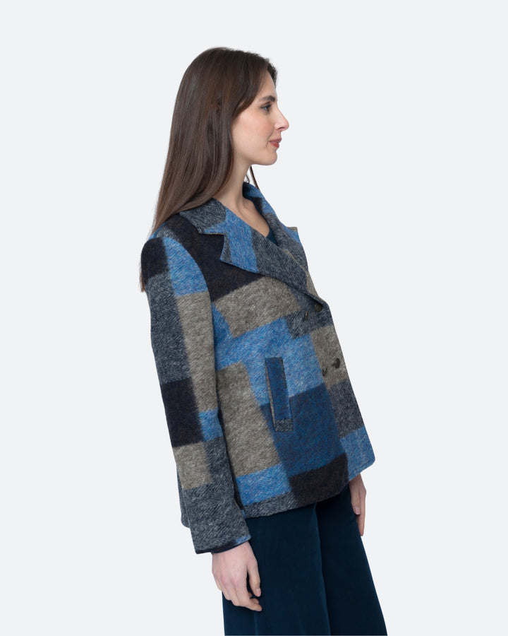 Blueberry Patchwork Peacoat, Blue/Grey