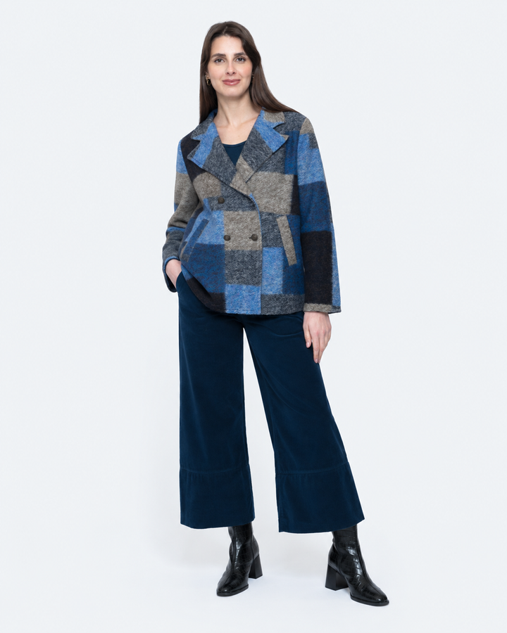 Blueberry Patchwork Peacoat, Blue/Grey