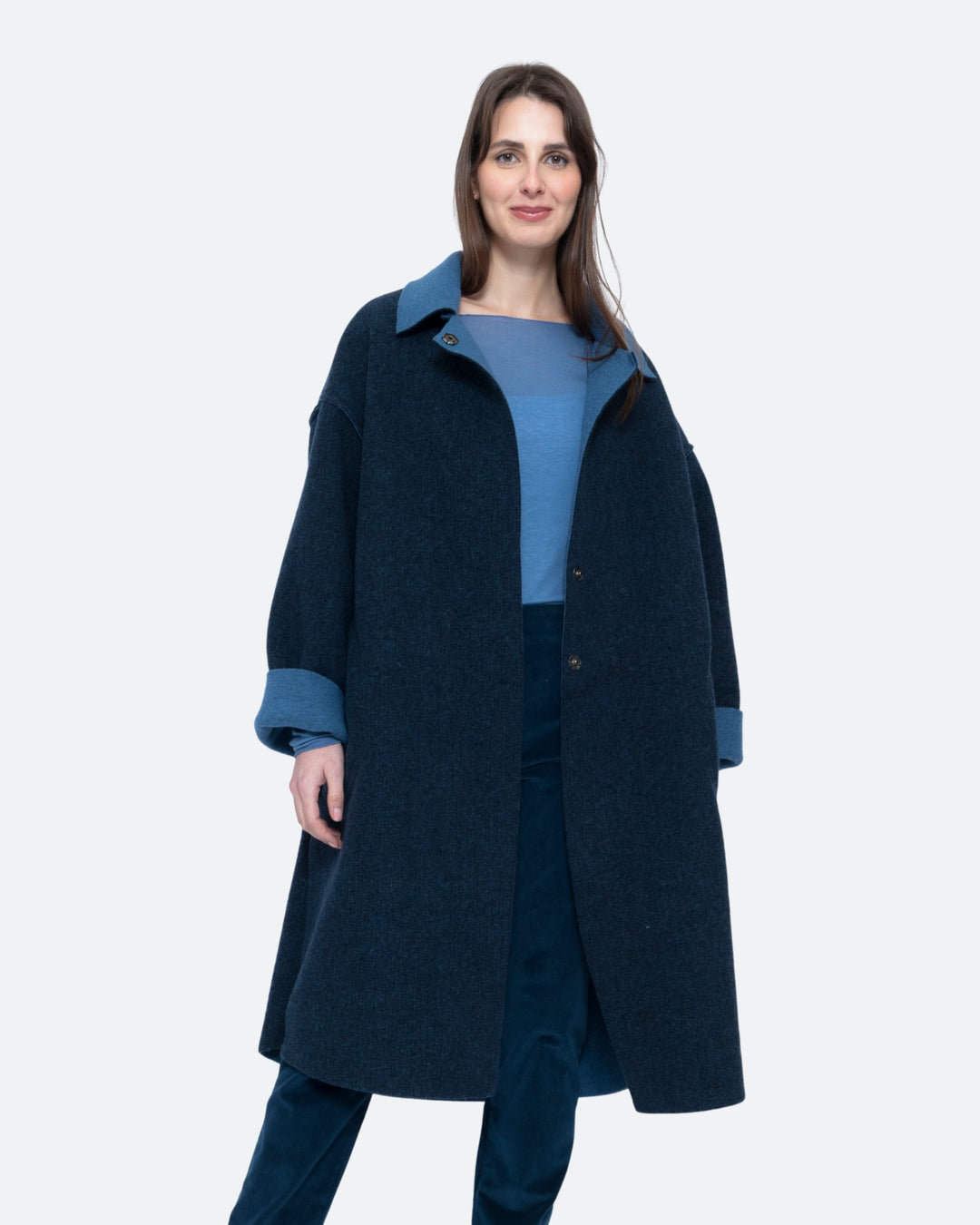 Blueberry Two Tone Overcoat, Navy