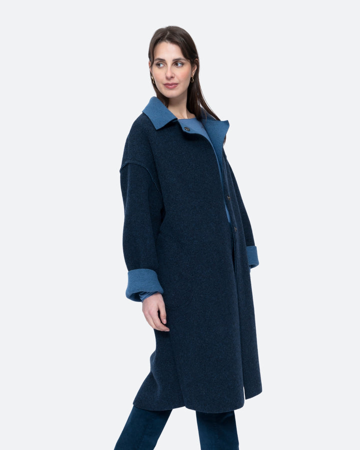 Blueberry Two Tone Overcoat, Navy