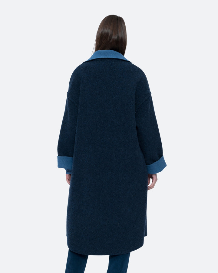 Blueberry Two Tone Overcoat, Navy