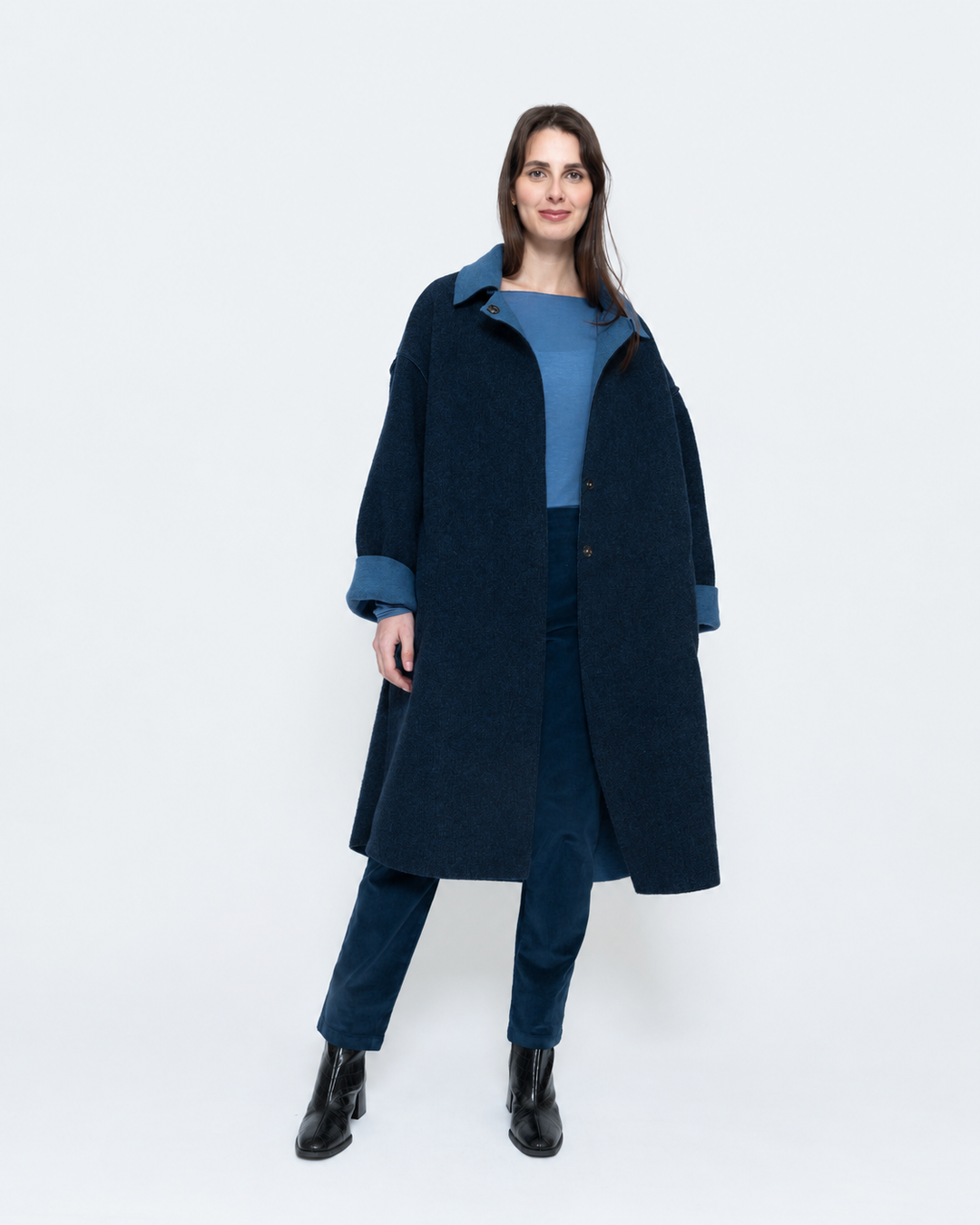 Blueberry Two Tone Overcoat, Navy