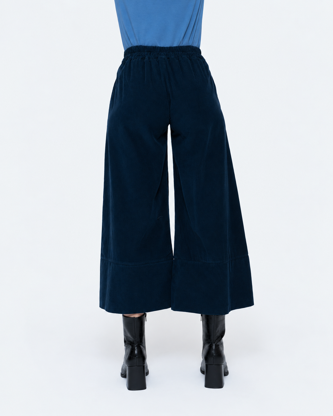 Blueberry Baby Cord Crop Flare Trouser, Navy