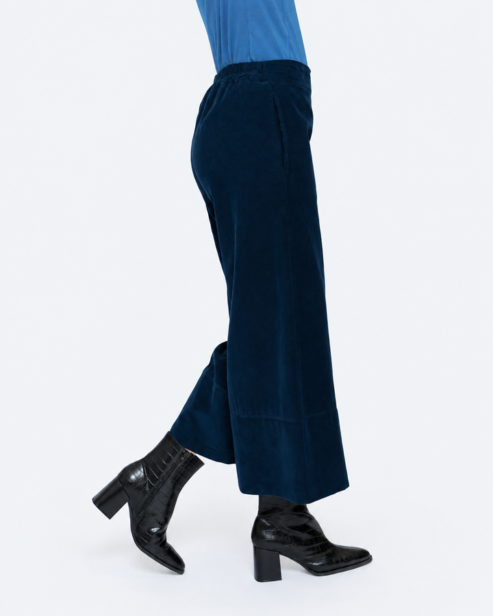 Blueberry Baby Cord Crop Flare Trouser, Navy
