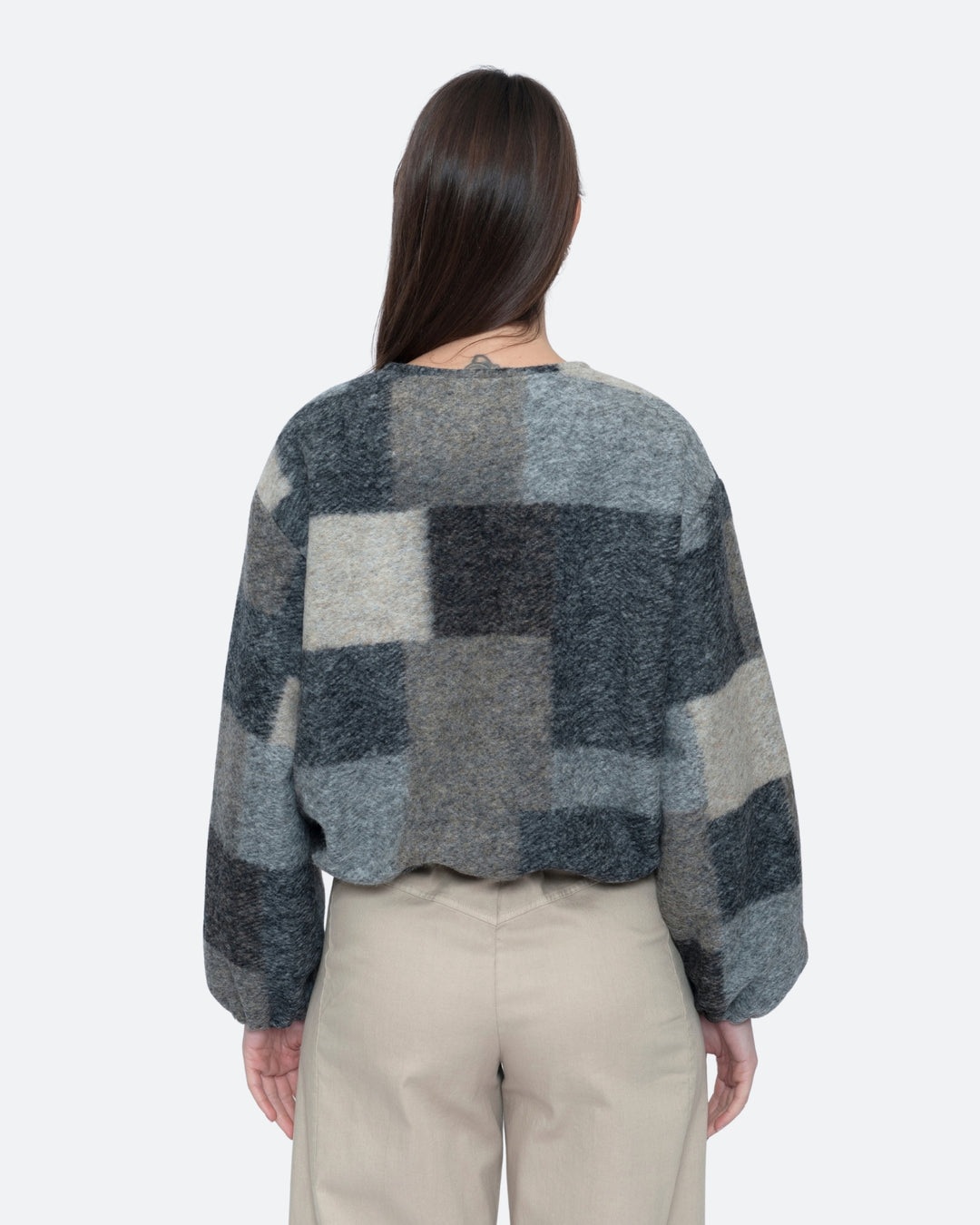 Blueberry Patchwork Bomber Jacket, Black/Grey