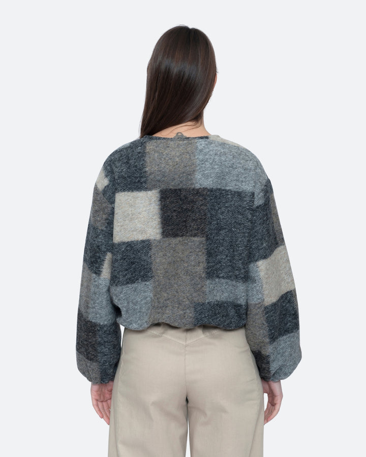 Blueberry Patchwork Bomber Jacket, Black/Grey