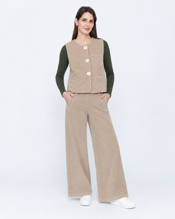 Blueberry Cord Polly Vest, Sahara