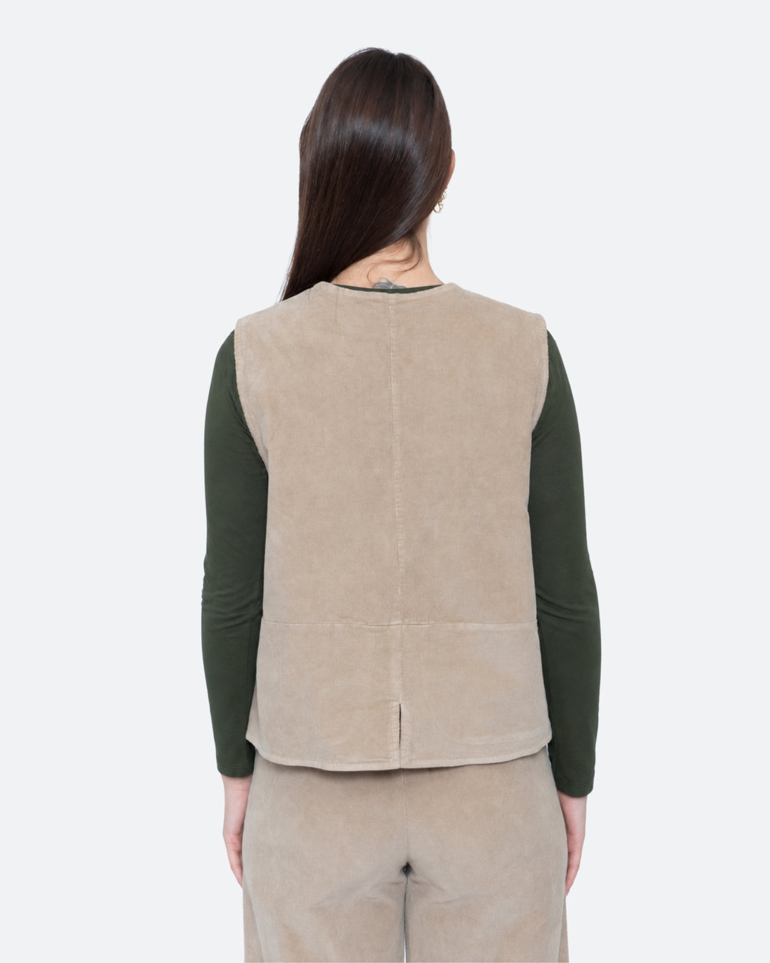 Blueberry Cord Polly Vest, Sahara