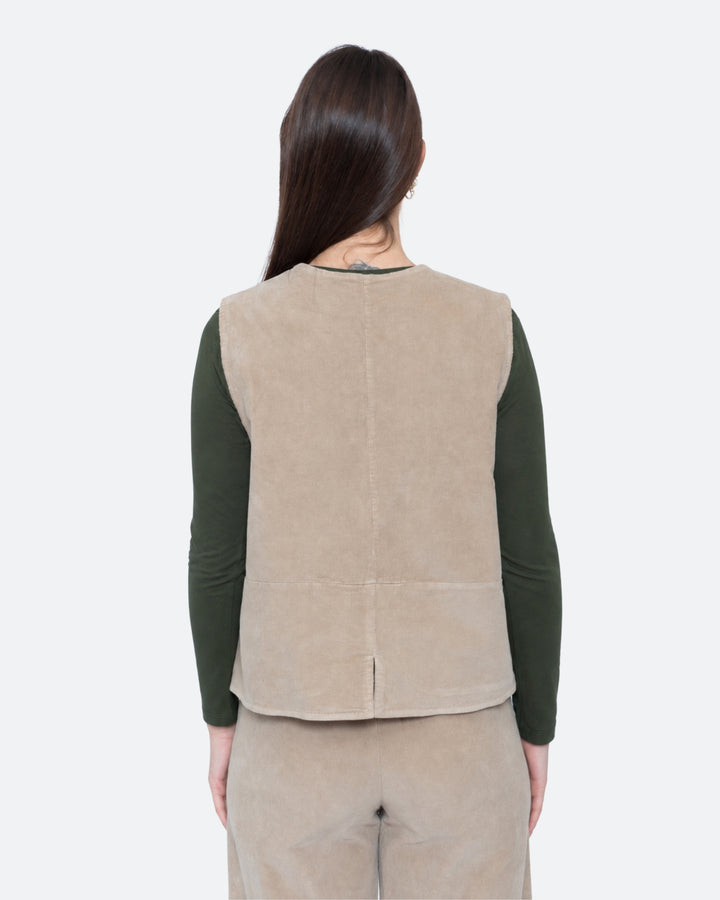 Blueberry Cord Polly Vest, Sahara