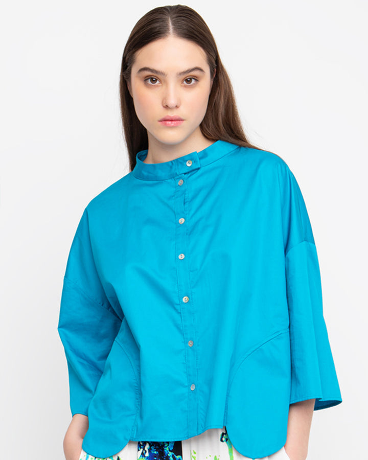 Ozai N Ku Curve Funnelneck Shirt, Turquoise